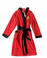 Manchester United FC Official Mens Soft Fleece Dressing Gown Robe With Hood Red