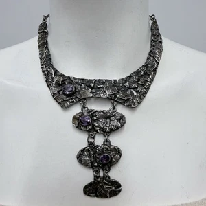 Vintage Sterling & Amethyst Rachel Gera (unsigniert) Halskette 103 Gramm 14 5/8" - Bild 1 von 13