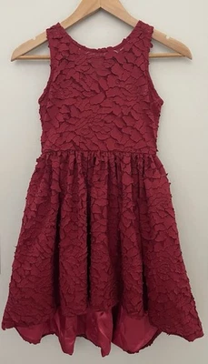Chasing Fireflies Girls 8 Red Winter Blooms Dress Hi/Lo - Image 1 of 4