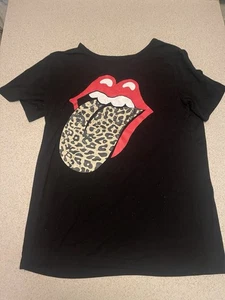 Rolling Stones Leopard Print Tongue Logo Tshirt - Picture 1 of 7