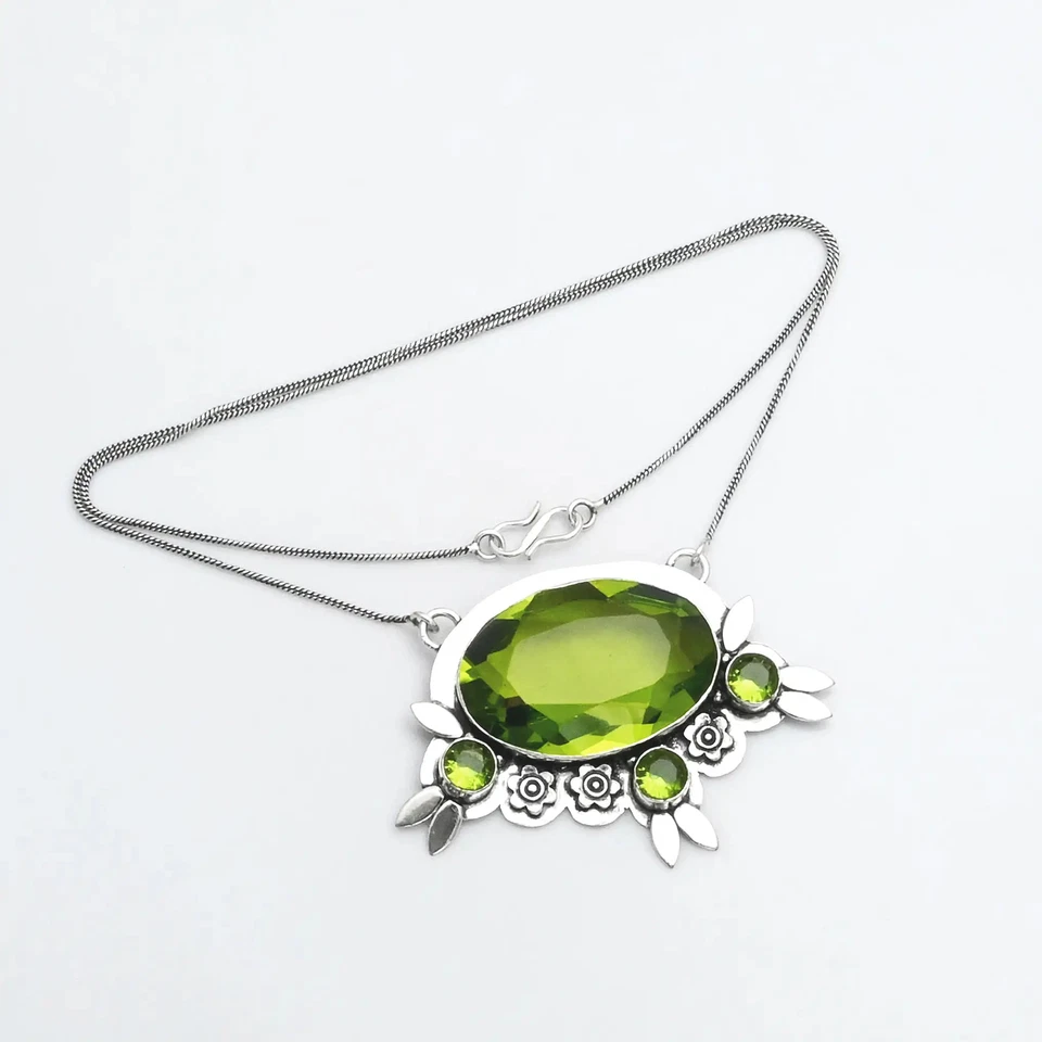 Peridot Gemstone Ethnic Handmade Necklace Jewelry For Women 26 Gms AN 14516 - Image 1 of 1
