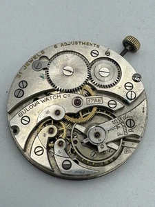 Vintage Bulova 17AE Pocket Watch Movement - Runs - Picture 1 of 8