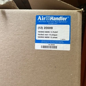 12 Pack Air Handler 2EKH9 Pleated Air Filter, 16x20x2 MERV 13 - Picture 1 of 2