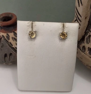 Aretes redondos de citrino natural de 5 mm de plata de ley 925 RSE DE COLECCIÓN USADOS EN EXCELENTE ESTADO 1,1 g Foto 1 de 4