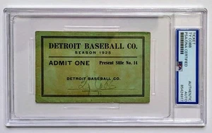 Ty Cobb Signed 1925 Detroit Tigers Ticket PSA/DNA 1 of 1 - Picture 1 of 2
