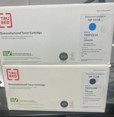 Lote de 2 toners Tru Red remanufaturados HP 131A preto e ciano compatíveis com 131A - Imagem 1 de 2
