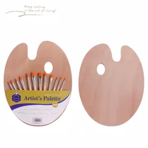 Pinselset mit Mischpalette aus Holz und 12 Pinseln Malpinselset Ovale Form - Bild 1 von 4
