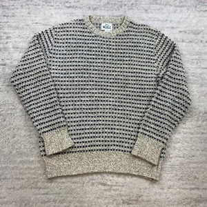 Maglione lana vintage Woolrich occhi di uccellino medio beige blu preppy outdoor anni 80 90 - Foto 1 di 10