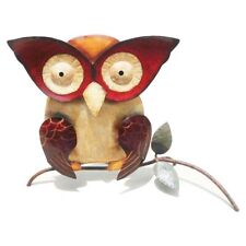 D-Art Collection Tin Metal and Iron Large Owl Decorative Figurine in Multi-Color