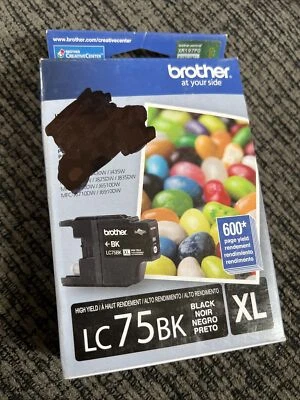GENUINE BROTHER LC75BK HY XL BLACK INK CARTRIDGES - 600 PAGES YIELD EACH Exp. 15 - Image 1 of 3