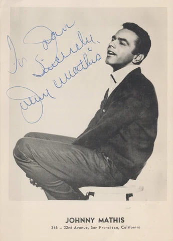 Johnny Mathis (Vintage, inscribed) signed 5x7 photo Cover