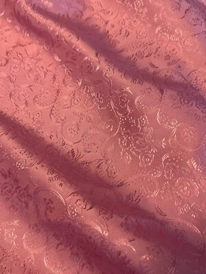Vintage Elegant Pink Brocade 3.5 yards Fabric High Sheen Ornate 44"wide glimmer - Image 1 of 4