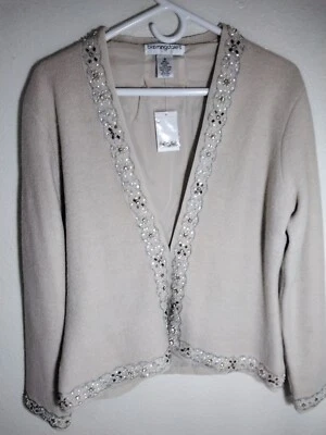 Suéter Bloomingdale's Mujer Manga Larga Talla 10 Tostado Nuevo Lentejuelas Lana Foto 1 de 3