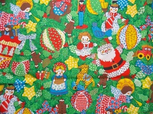 American Greetings ChristmasToy Fabric Cotton 1983 - 43" x 2 Yards Santa Doll - Picture 1 of 19