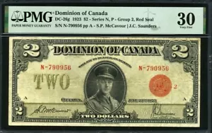 Canadá 1923, Dominio de Canadá 2 dólares, DC-26g, PMG 30 en muy buen estado - Imagen 1 de 2
