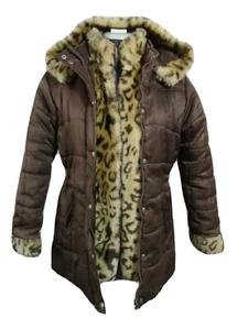 ROUTE 66 Winter Jacket girls XL 14/16 Brown Puffer Insulated Ski Snow Faux fur - Picture 1 of 5