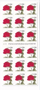 U.S.: Sc #2490, 29c Red Rose, MNH, Pane of 18 (2490) - Picture 1 of 2