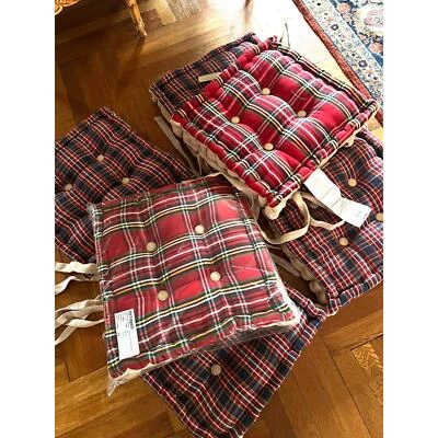 Cojines de comedor a cuadros NOS Pier 1, reversibles, juego de seis (6) Foto 1 de 4