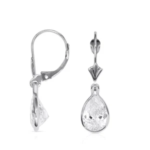 2.50CT Pear Cut Simulated Diamond Bezel Lever-back Earrings 14k Solid White Gold - Picture 1 of 4