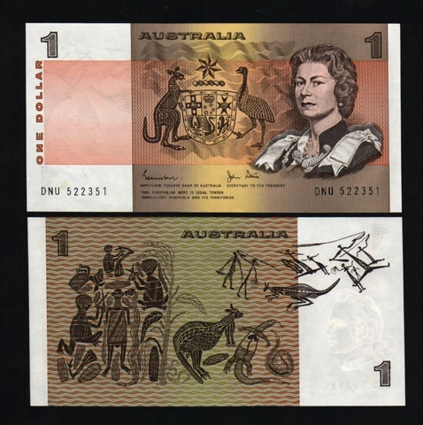 Australia 1 DOLLAR P-42 1983 QUEEN Elizabeth QE England UNC Australian Kangaroos Cover