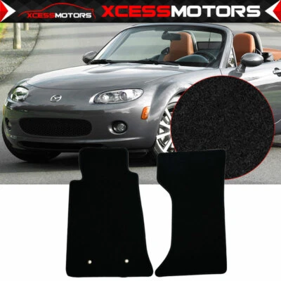 Fits 06-15 Mazda Miata MX-5 2PCS Nylon Black Front Rear Floor Mats Carpet Liner — 第 1/4 张图片