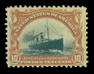 US 1901 Pan-American Exposition - Ocean Navigation 10c brown Scott 299 mint MLH - Picture 1 of 2