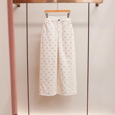 Автопортрет женщин весна новый свободного повседневный бант бриллиант прямой широкие брюки - Изображение 1 из 4