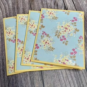 Hermosas tarjetas de notas en blanco hechas a mano florales azules, tarjetas de felicitación, lote de 4 - Imagen 1 de 4