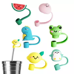 6PCS Cartoon Straw Cover Straw Tips Cover Straw Toppers Anti Dust Straw Plug - Picture 1 of 6