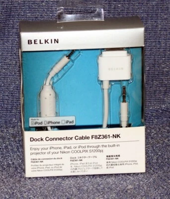 Belkin Dock Connector Cable F8Z361-NK for iPad/iPhone/iPod to Nikon Coolpix - Image 1 of 2