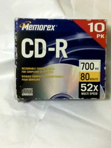 Memorex CD-R 700MB 80 Minute 52X Multi-Speed 10-Pack Compact Discs Sealed - Picture 1 of 5