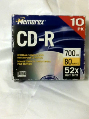 Memorex CD-R  700MB 80 Minute 52X Multi-Speed  10-Pack Compact Discs  Sealed - Image 1 of 4