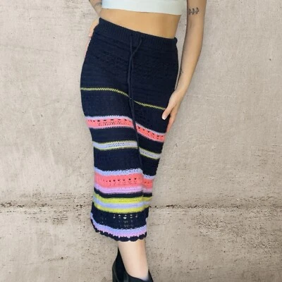 Falda Midi Anthropologie Maeve Antonella Crochet Rayas Bohemia Coqueta XS Foto 1 de 4