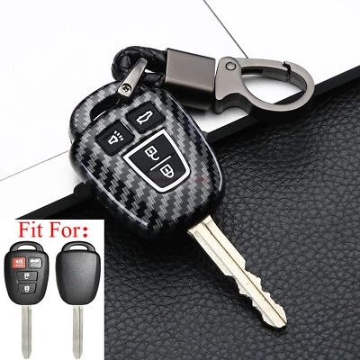 Fit Toyota Corolla 4 Button Carbon Fiber Remote Key Fob Hard ABS Case Cover - Image 1 of 4