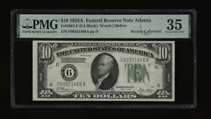DBR 1928-A $10 Atlanta Numeral Fr. 2001-F PMG 35 Serial F09321466A - Picture 1 of 2