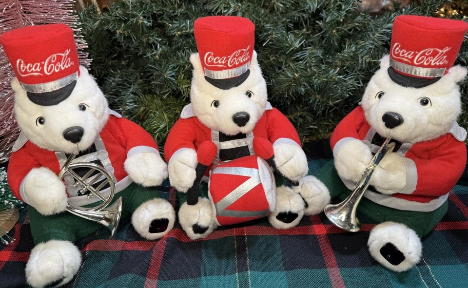 Banda de Marcha Vintage Coca Cola Animada Navidad Beas Polares ~ Juego de 3 ~ PROBADA Foto 1 de 4