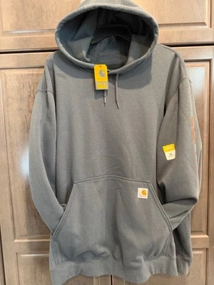 Sudadera con Capucha Carhartt Para Hombre Gris/Azul Ajuste Suelto Logo TS0288-M 4XL NUEVA Foto 1 de 2
