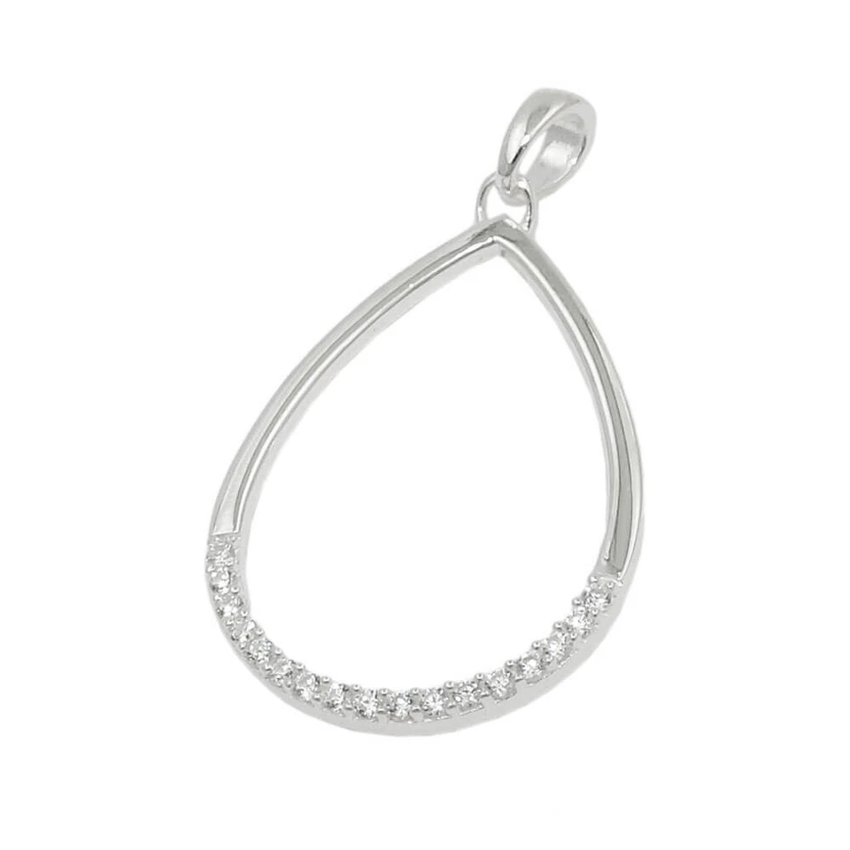 Ciondolo A Goccia Aperta Con Zirconia Bianca Sul Ponte Inferiore, 925 Argento - Immagine 1 di 1