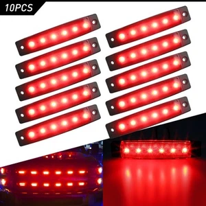 10x Red 6 LED Side Marker Clearance Smoke Lights Waterproof Fit Trailer Truck RV - Picture 1 of 15