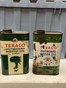 2 TEXACO AUSSENBORDERÖL ein Quart Dosen - leer - Marine Boote - Bild 1 von 6