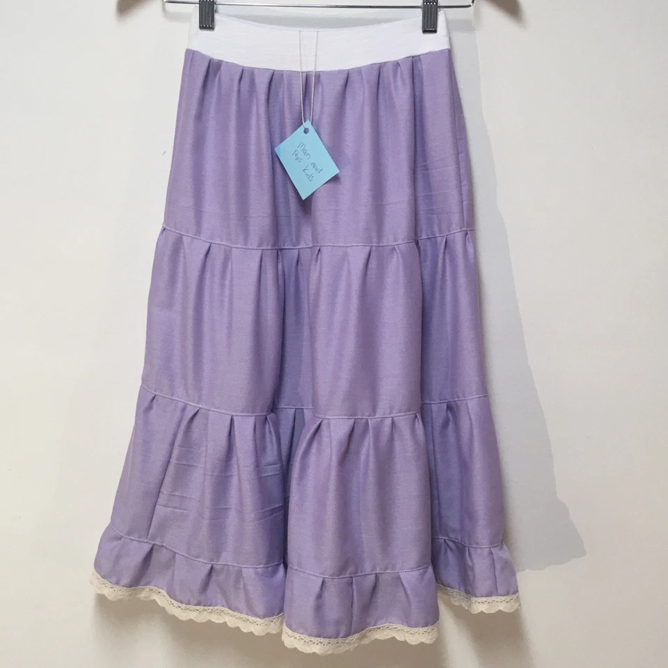 Falda Niña 8 Maxi Púrpura Crochet Encaje 100% Algodón Volantes Nivel Mamá y Papá Niños Foto 1 de 4