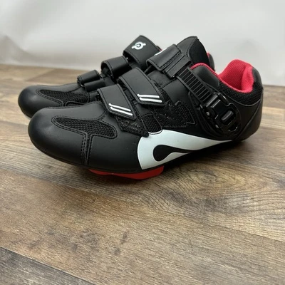 Zapatos de ciclismo Peloton talla 40 para mujer talla 9 con tacos negro rojo Foto 1 de 4