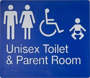New Best Buy Mfdtp Unisex Accessible Toilet and Parent Room Sign Braille - Blue - Picture 1 of 1