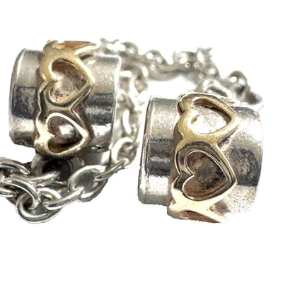 Authentic Pandora Sterling Silver/14k Gold Heart Safety Chain #790307 - Image 1 of 4