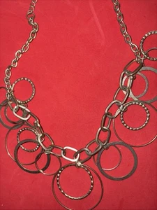 Womens Beautiful Gold Color Circular Links Necklace w/ Lobster Clasp 19" - Picture 1 of 5