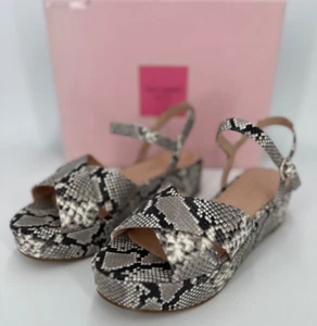 Kate Spade Snakeskin Print Bunton Essential Flatform Sandals size 8 Ankle Strap - Picture 1 of 8