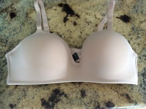 Wireless nude 38C soft padded tee shirt BRA3 hook stretch strap NICE - Picture 1 of 7