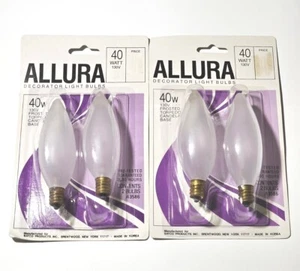 Allura Decorator 40W Light Bulb Frosted Torpedo Candelabra Base Lot 2 packs NEW - Picture 1 of 2