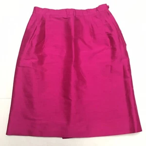 VTG Nan Pederson Fully Lined Silk Straight Pencil Skirt Bright Pink Magenta EUC - Picture 1 of 5