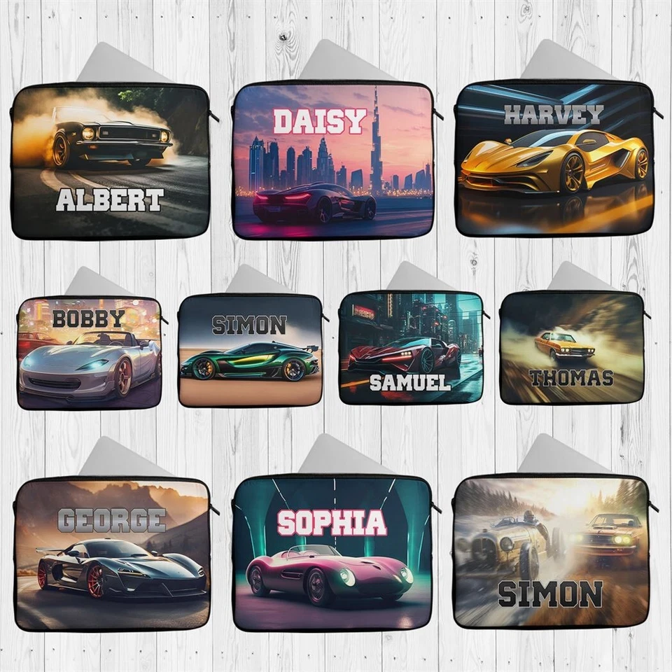 Personalised Laptop Case Any Name Car Design  Sleeve Tablet Bag 195 - Image 1 of 1